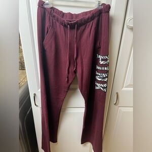 PINK VS Burgundy Sweatpants, Zebra Logo, Small
